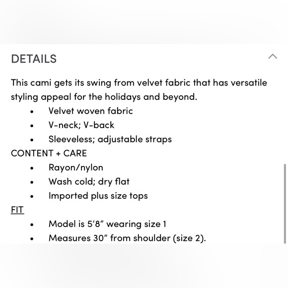 Sophie Velvet Swing Cami - Picture 4 of 4